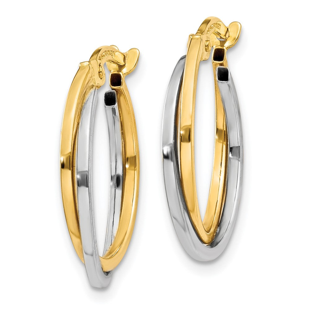 10k Two-tone 17 mm Polished Hollow Hoop Earrings (1.04 grams)