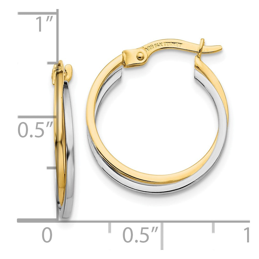 10k Two-tone 17 mm Polished Hollow Hoop Earrings (1.04 grams)