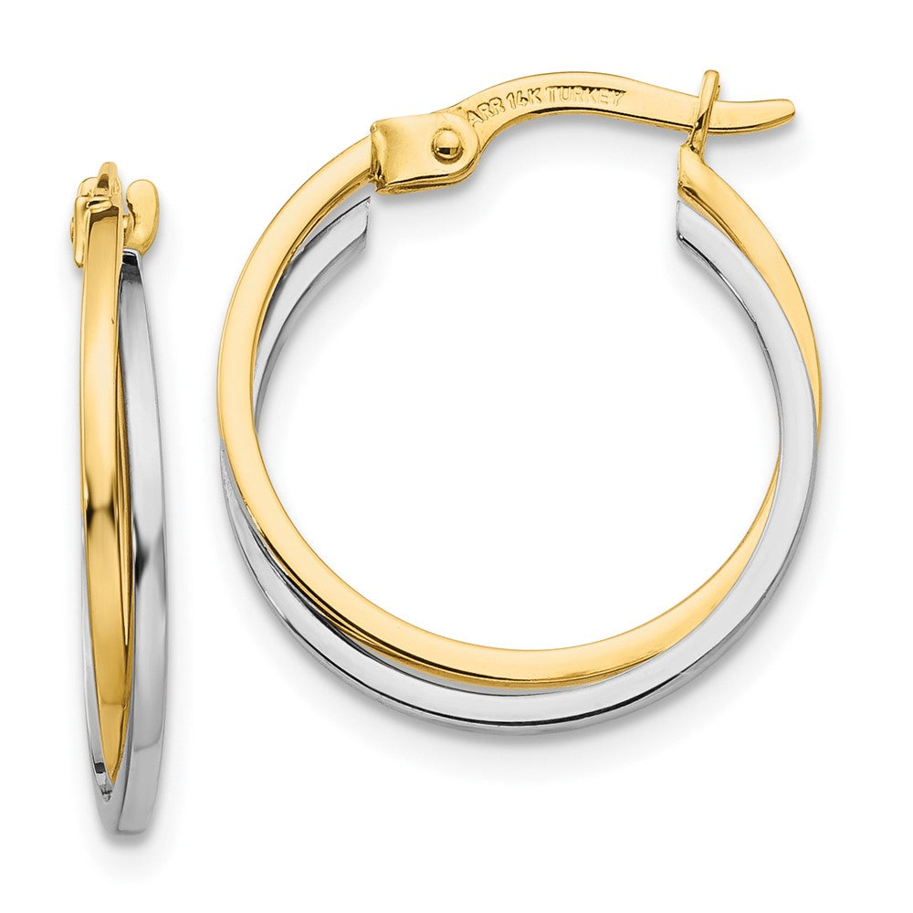 10k Two-tone 17 mm Polished Hollow Hoop Earrings (1.04 grams)