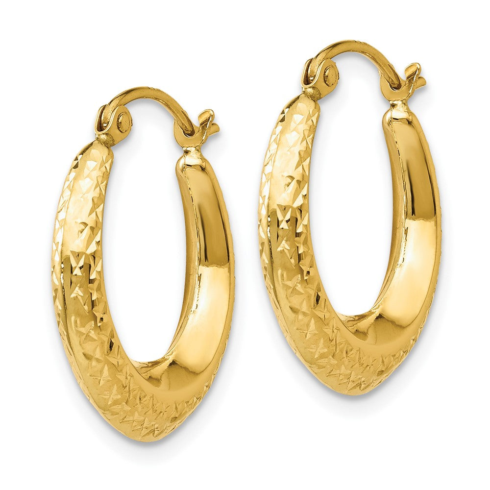 10k Yellow Gold 18 mm Textured Hollow Hoop Earrings (0.64 grams)