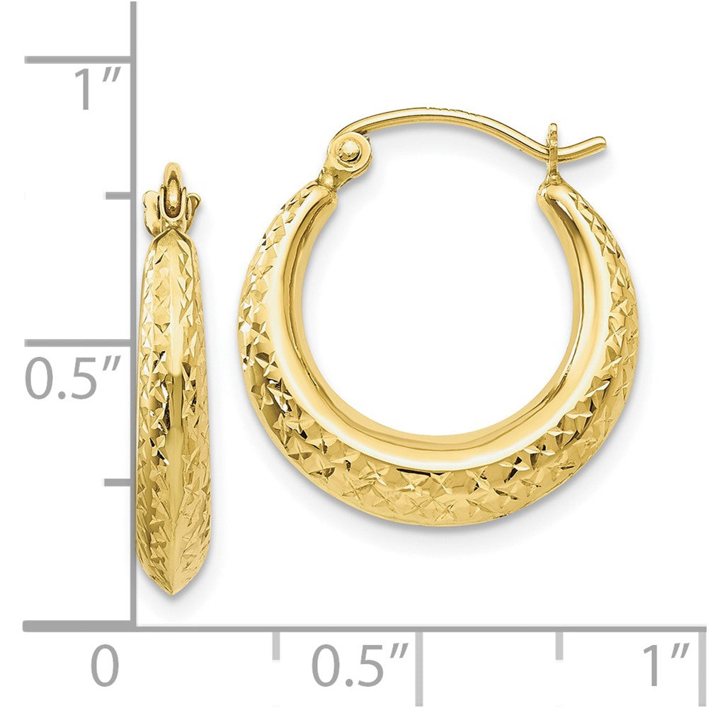 10k Yellow Gold 18 mm Textured Hollow Hoop Earrings (0.64 grams)