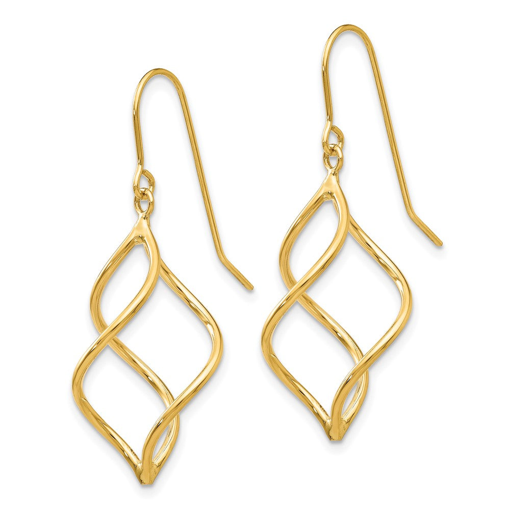 10k Yellow Gold 12 mm Polished Short Twisted Dangle Earrings (1.31 grams)