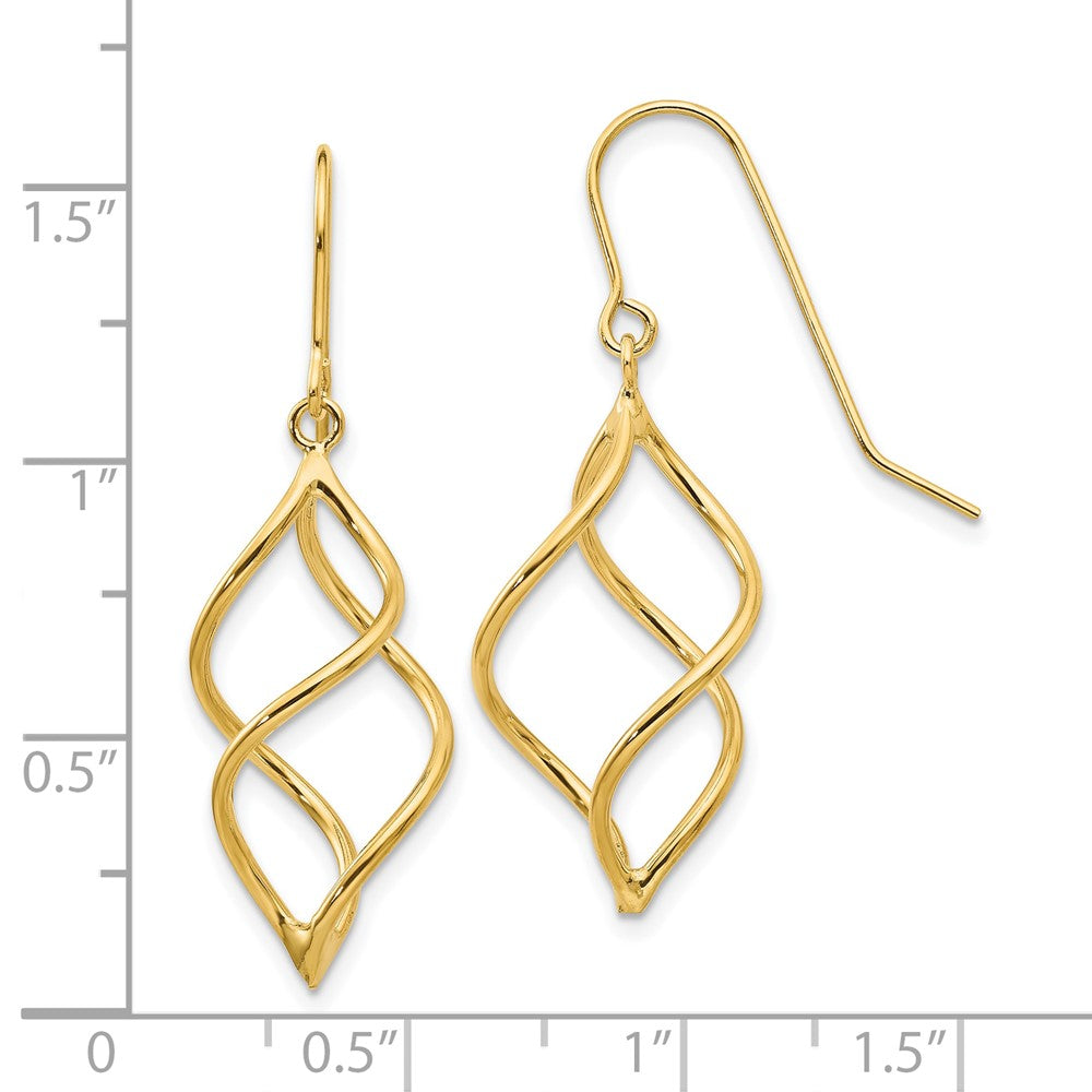 10k Yellow Gold 12 mm Polished Short Twisted Dangle Earrings (1.31 grams)