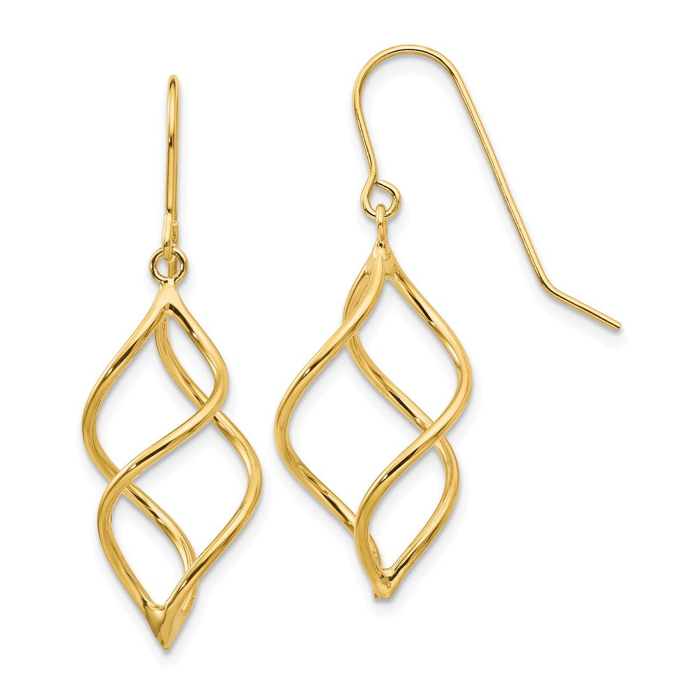 10k Yellow Gold 12 mm Polished Short Twisted Dangle Earrings (1.31 grams)