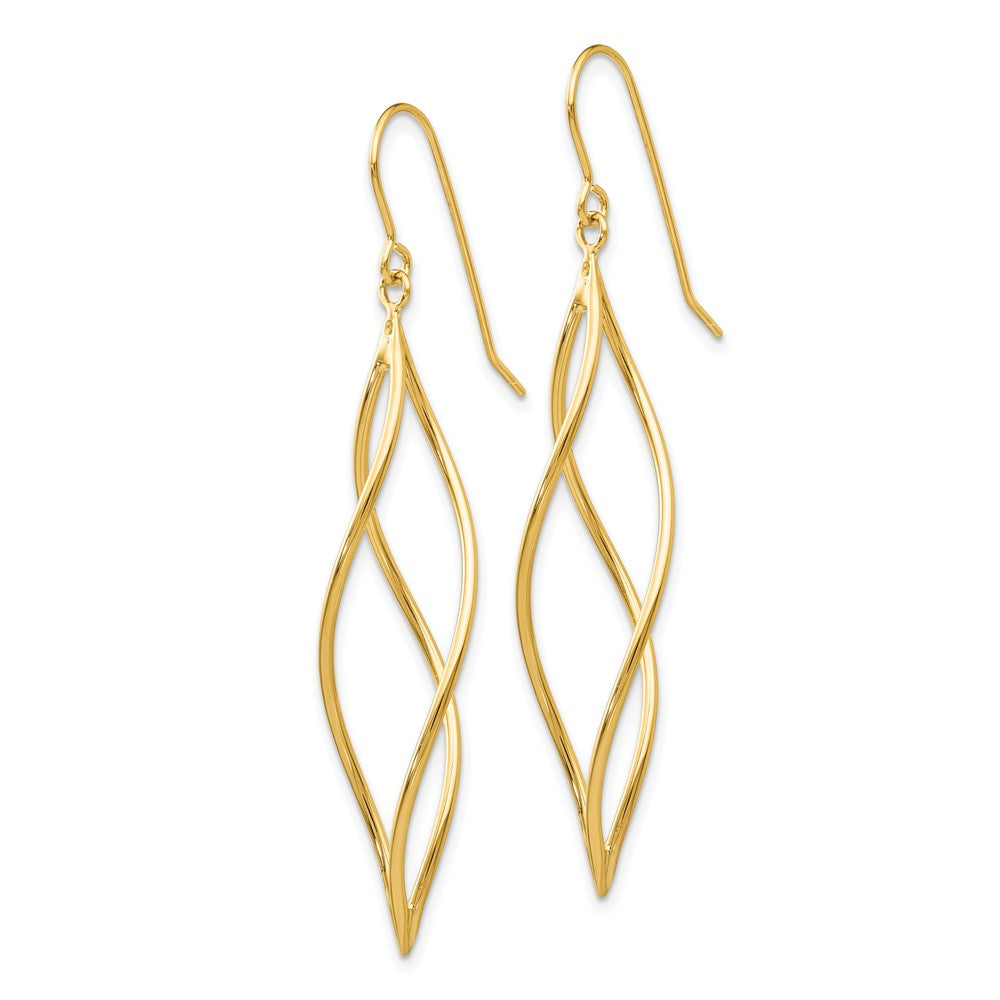 10k Yellow Gold 10 mm Polished Long Twisted Dangle Earrings (1.66 grams)