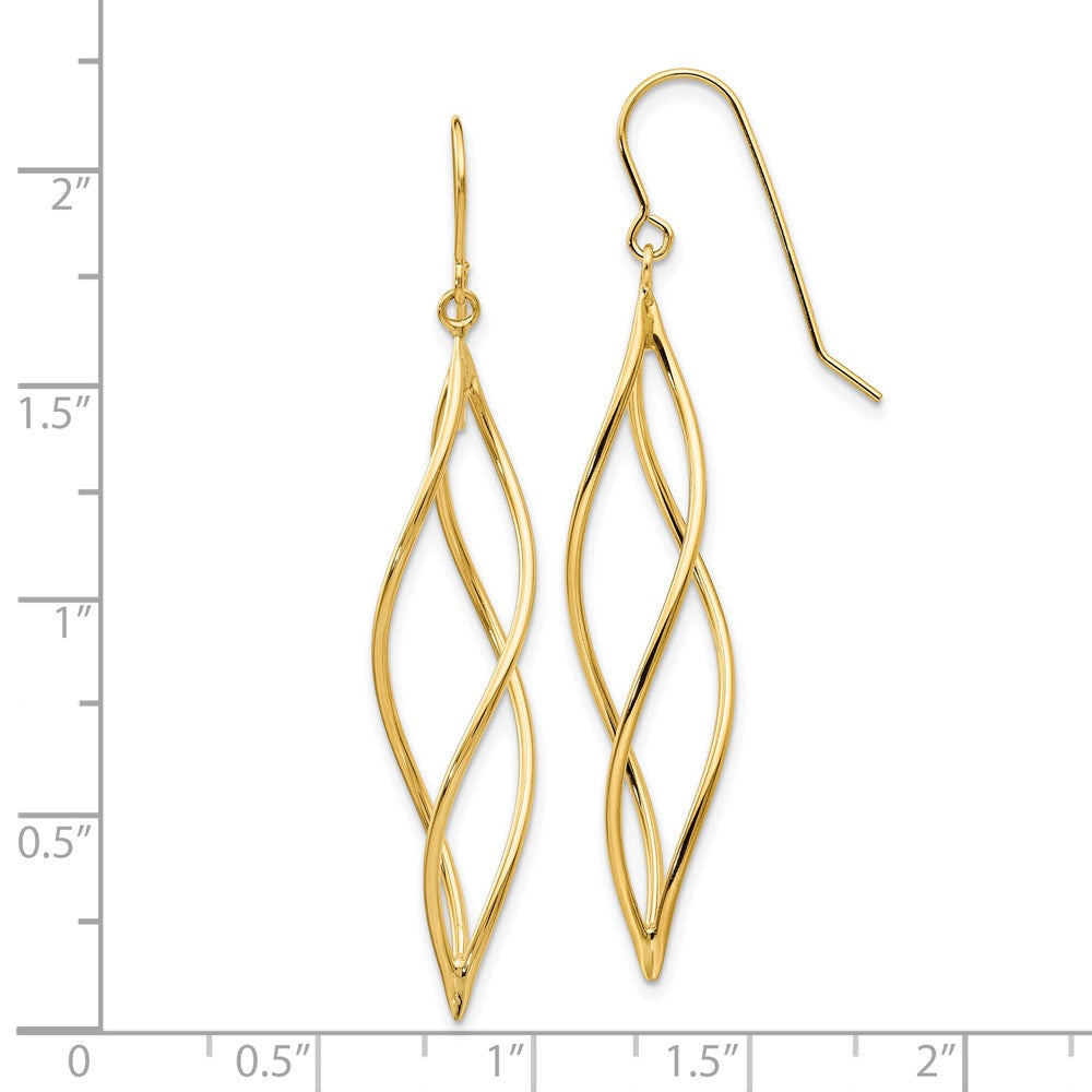 10k Yellow Gold 10 mm Polished Long Twisted Dangle Earrings (1.66 grams)