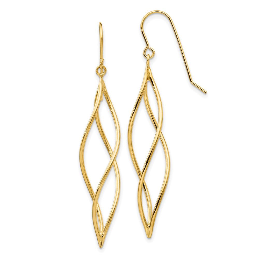 10k Yellow Gold 10 mm Polished Long Twisted Dangle Earrings (1.66 grams)