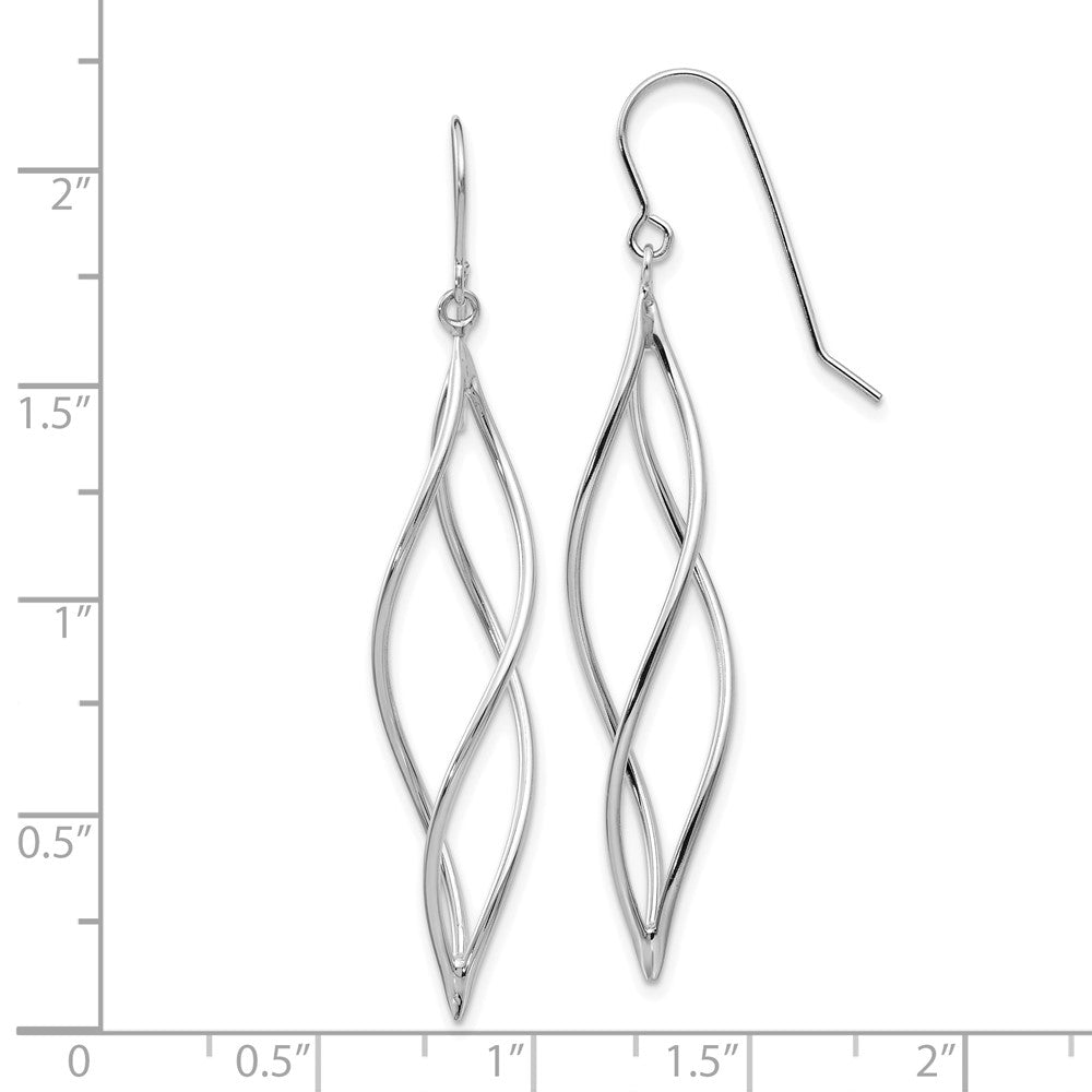 10k White Gold 10 mm Polished Long Twisted Dangle Earrings (1.54 grams)