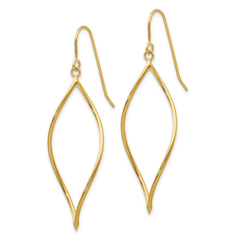 10k Yellow Gold 14 mm Polished Twisted Oblong Dangle Earrings (1.16 grams)