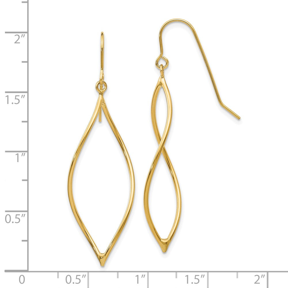 10k Yellow Gold 14 mm Polished Twisted Oblong Dangle Earrings (1.16 grams)