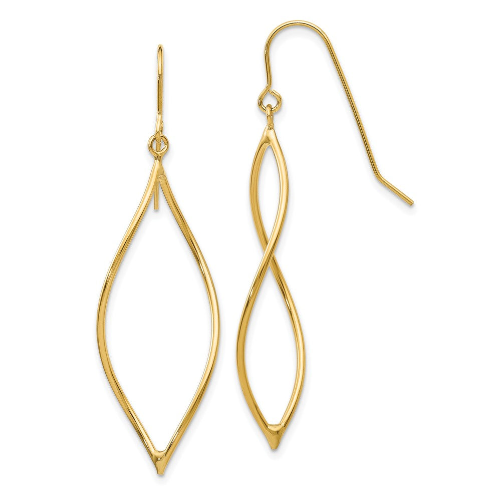 10k Yellow Gold 14 mm Polished Twisted Oblong Dangle Earrings (1.16 grams)