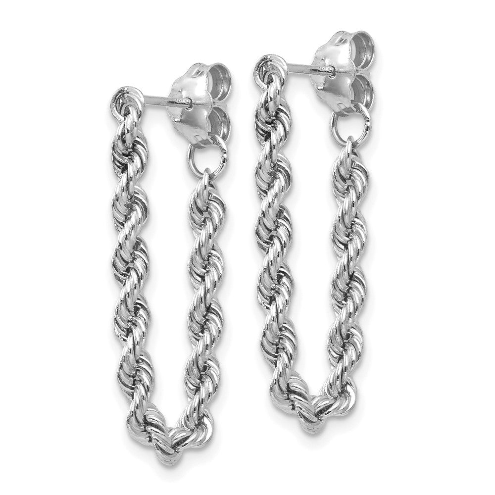 10k White Gold 10 mm Rope Chain Dangle Post Earring (0.89 grams)