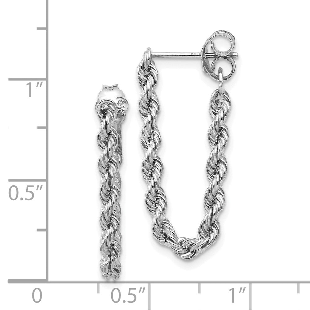 10k White Gold 10 mm Rope Chain Dangle Post Earring (0.89 grams)