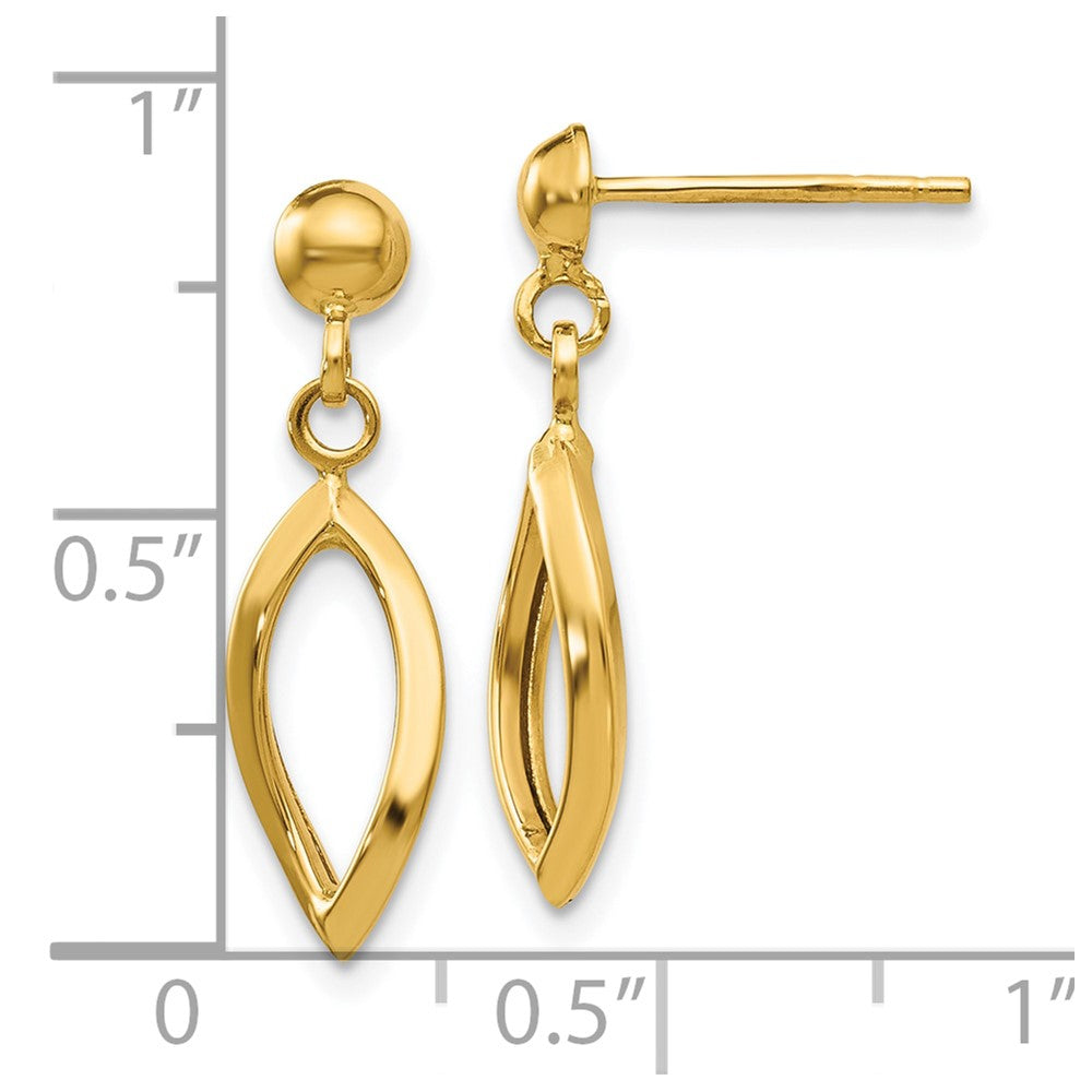 10k Yellow Gold 6 mm Post Dangle Earrings (0.93 grams)