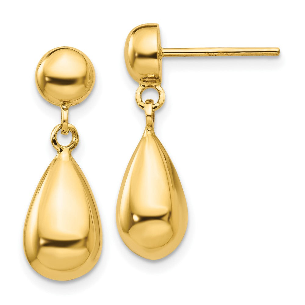 10k Yellow Gold 8 mm Teardrop Hollow Post Dangle Earrings (1.65 grams)