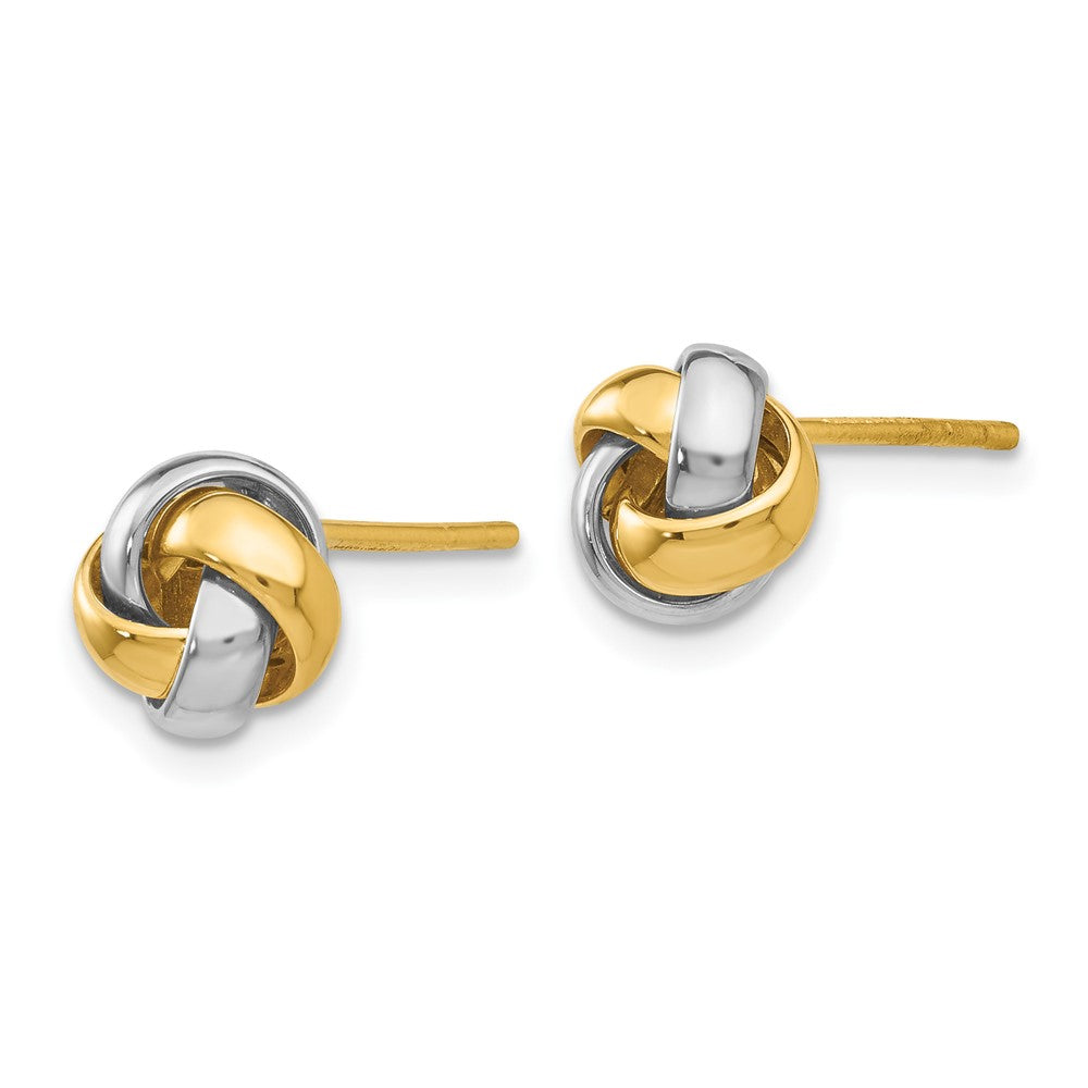 10k Two-tone 8 mm Knot Post Earrings (1.13 grams)