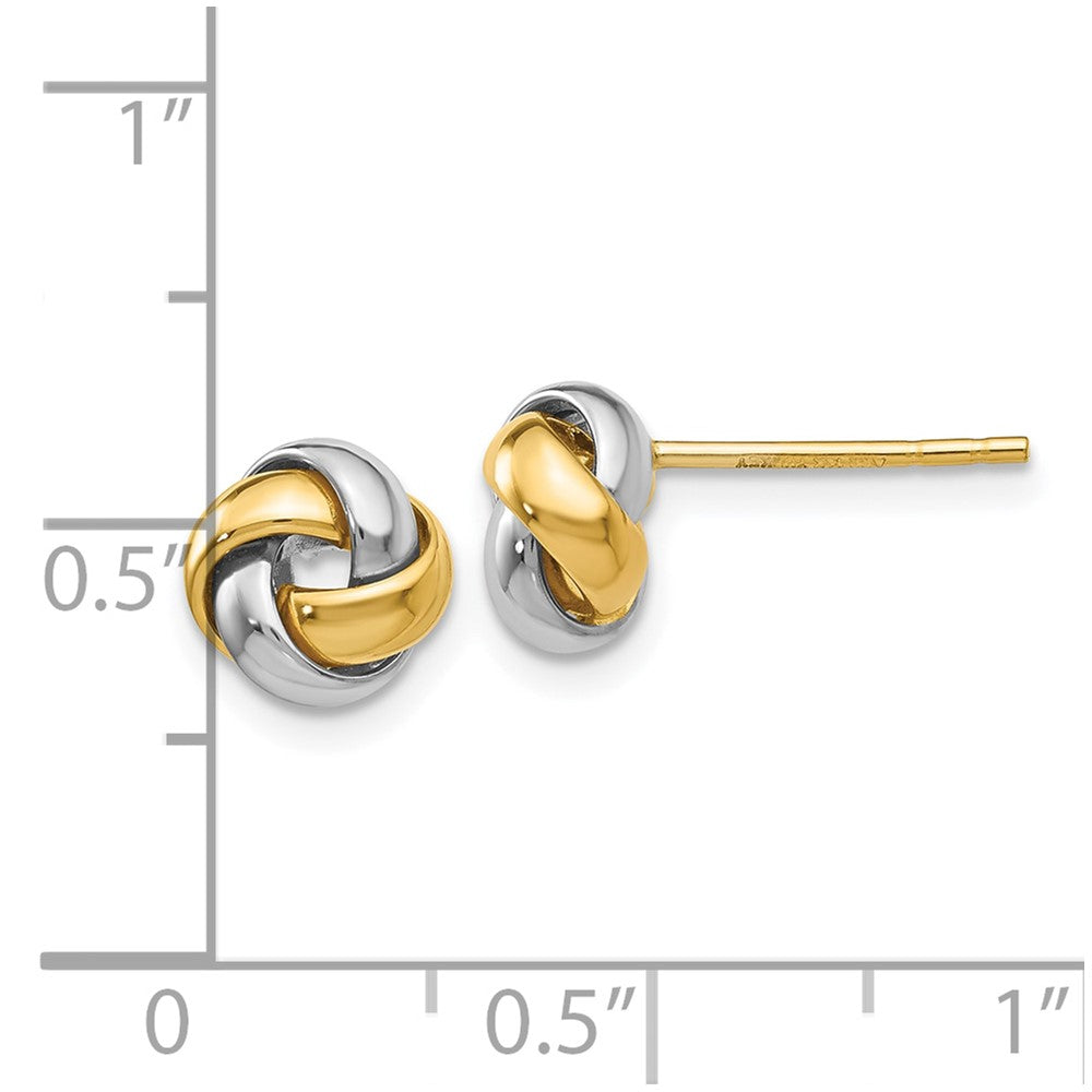 10k Two-tone 8 mm Knot Post Earrings (1.13 grams)