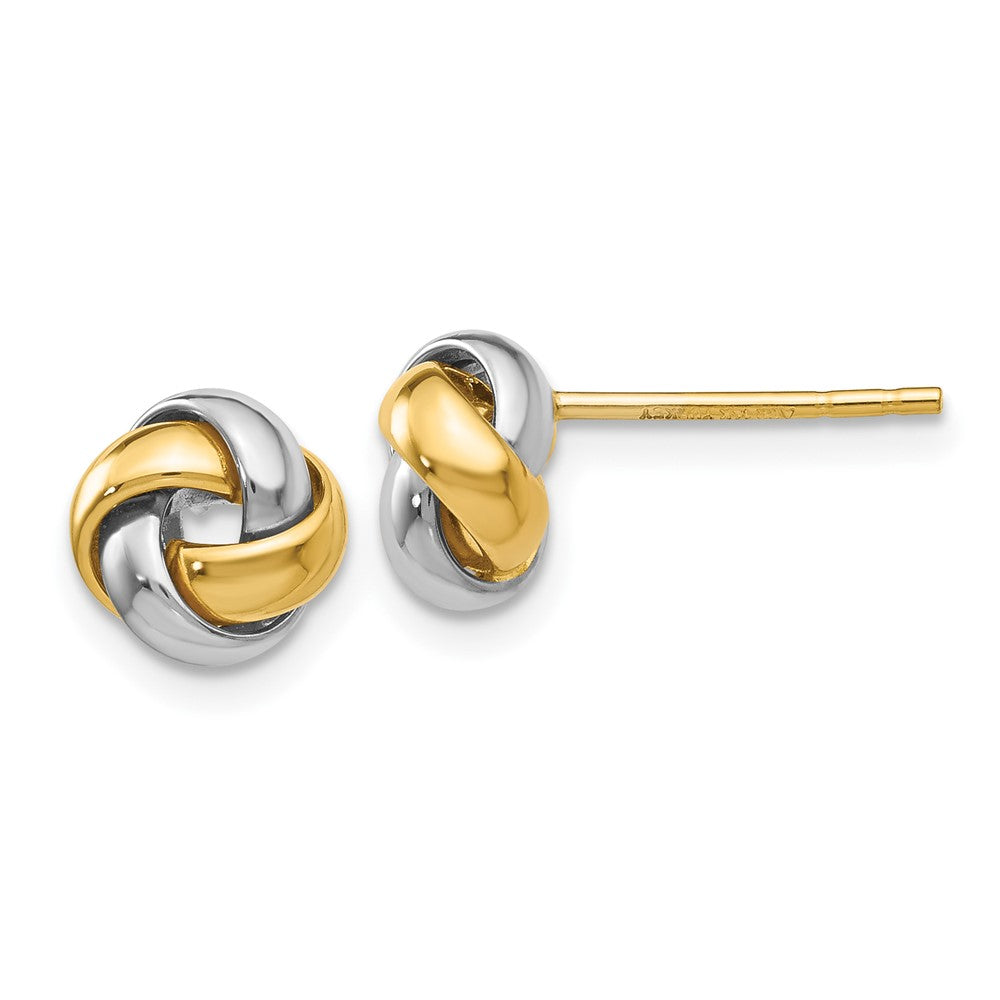 10k Two-tone 8 mm Knot Post Earrings (1.13 grams)