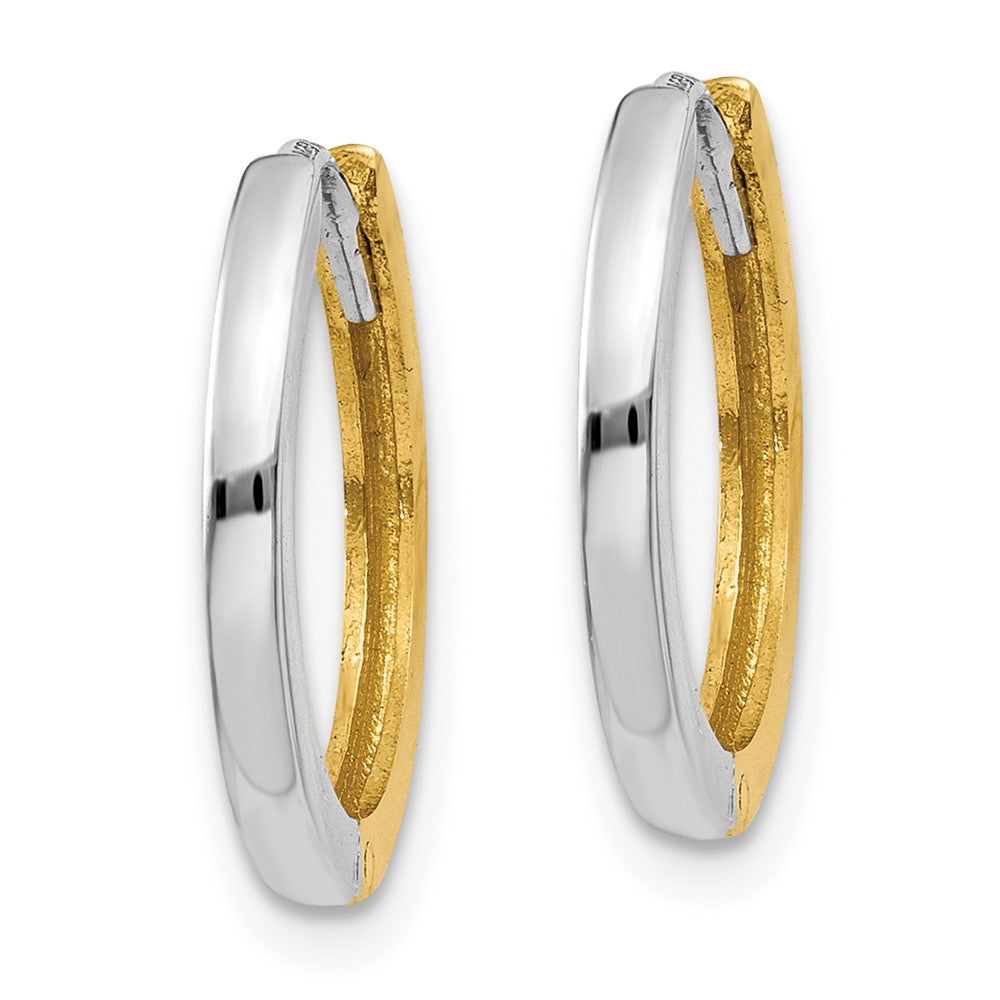 10k Two-tone 1.5 mm Round Hinged Hoop Earrings (1.05 grams)