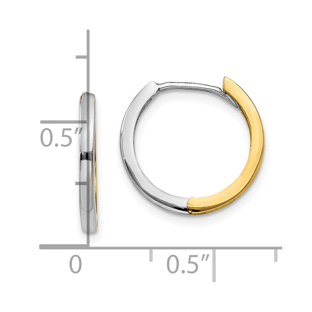 10k Two-tone 1.5 mm Round Hinged Hoop Earrings (1.05 grams)