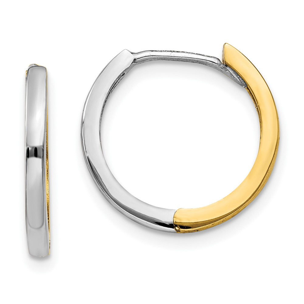 10k Two-tone 1.5 mm Round Hinged Hoop Earrings (1.05 grams)