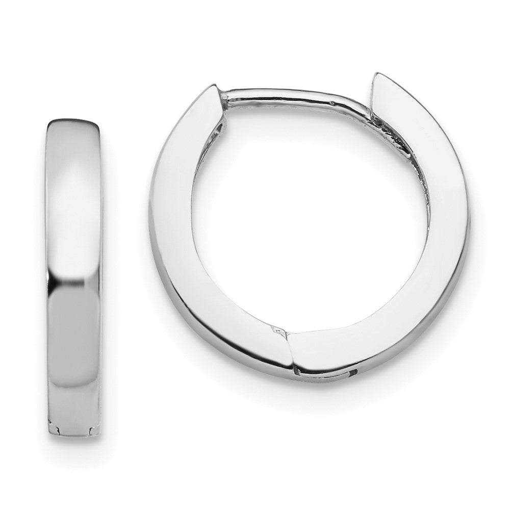 10k White Gold 2.5 mm Round Hinged Hoop Earrings (1.62 grams)