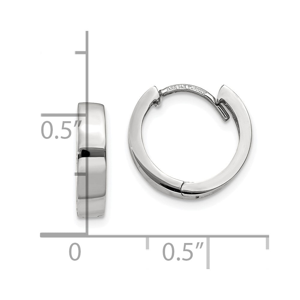 10k White Gold 3 mm Round Hinged Hoop Earrings (1.65 grams)