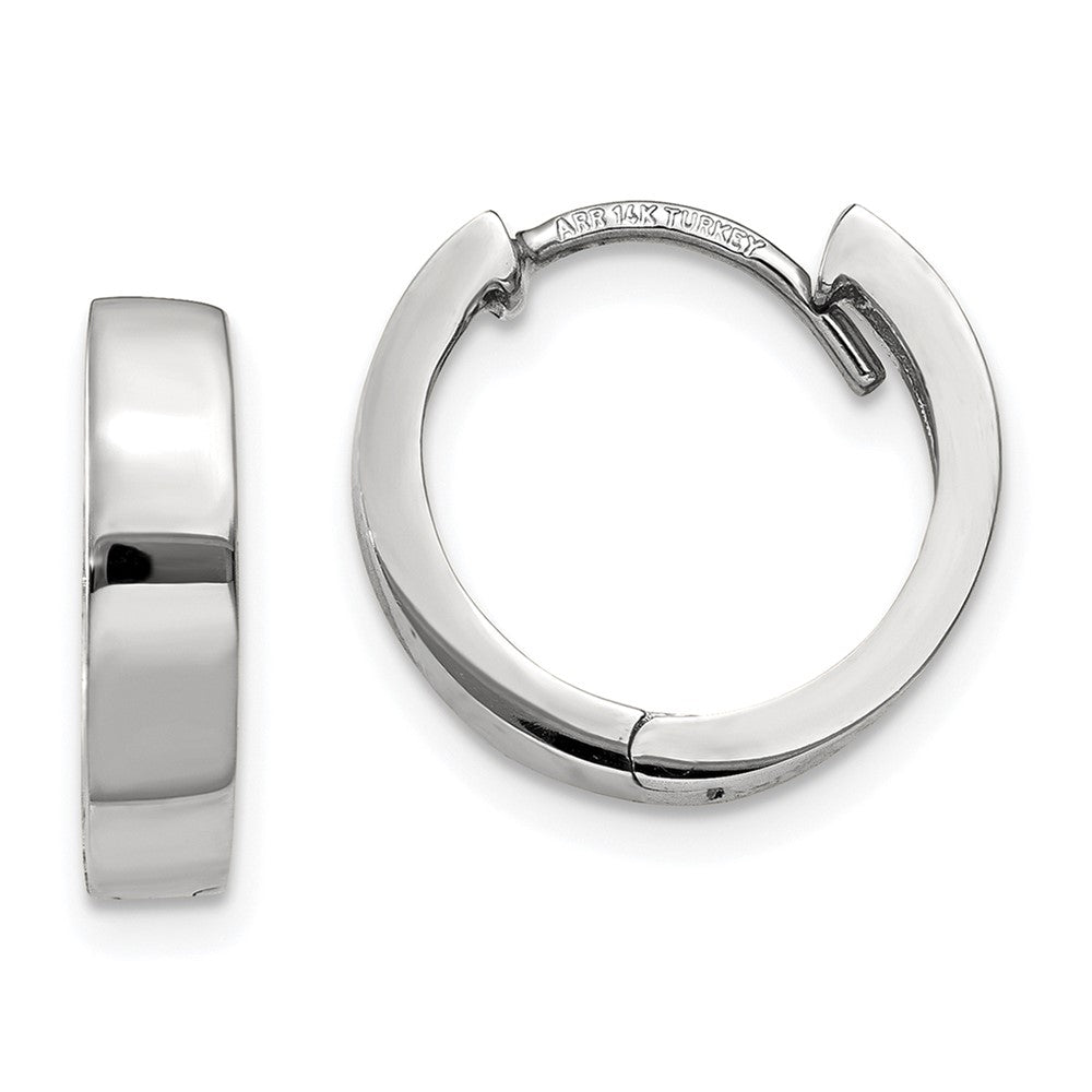 10k White Gold 3 mm Round Hinged Hoop Earrings (1.65 grams)