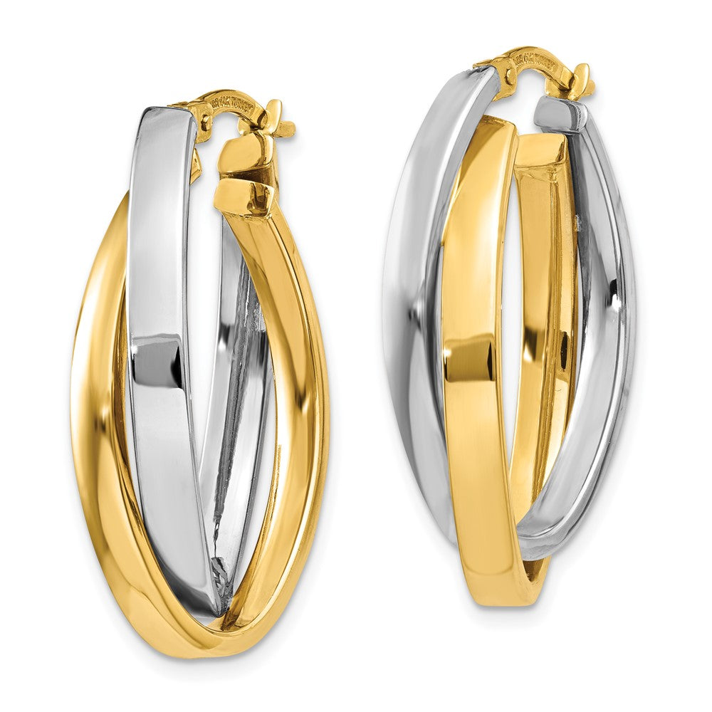 10k Two-tone 18.6 mm Oval Hoop Earrings (3.59 grams)