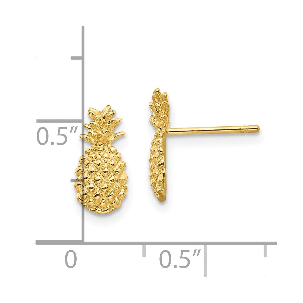 10k Yellow Gold 5.66 mm Polished Textured Pineapple Post Earrings (0.89 grams)