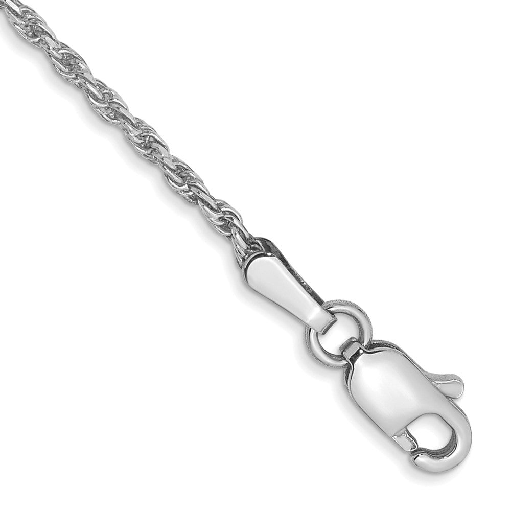 10k White Gold 1.3 mm D/C Machine Made Rope Chain Anklet (1.74 grams)