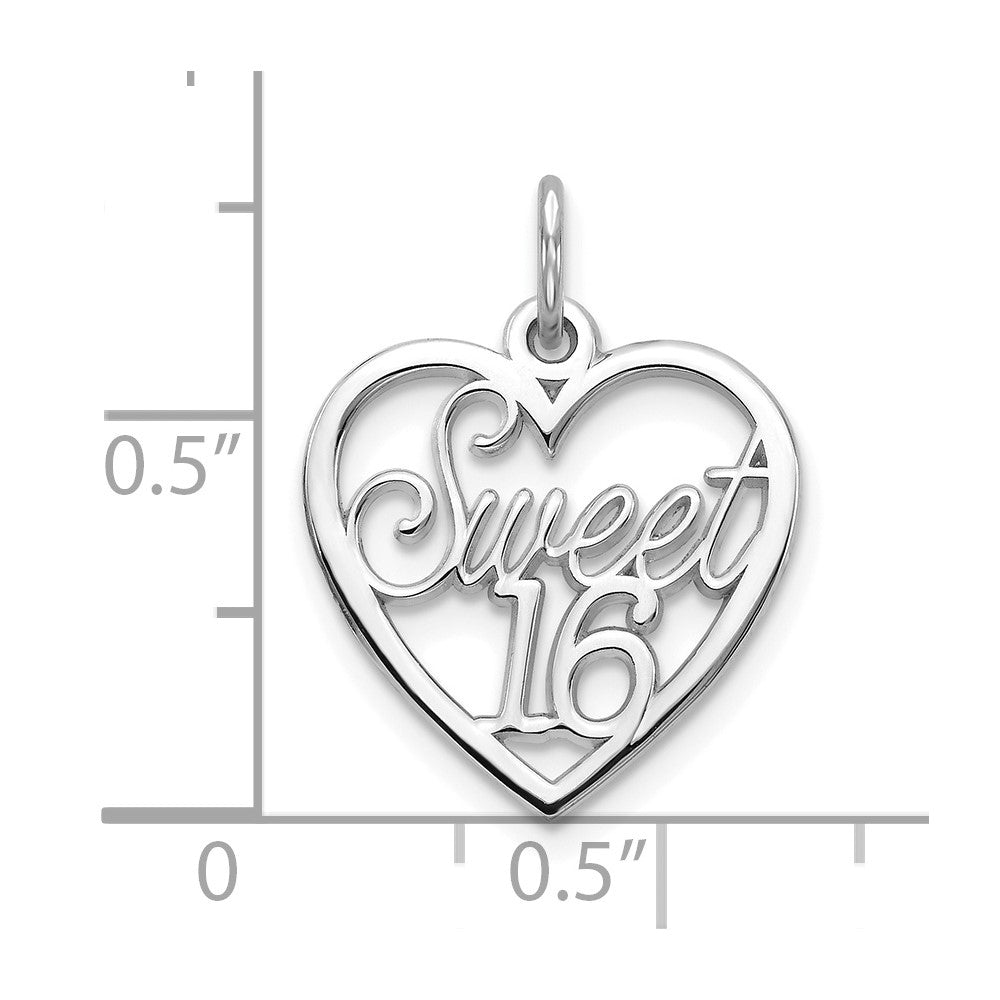 10k White Gold 16 mm  SWEET In Heart Charm (0.9 grams)