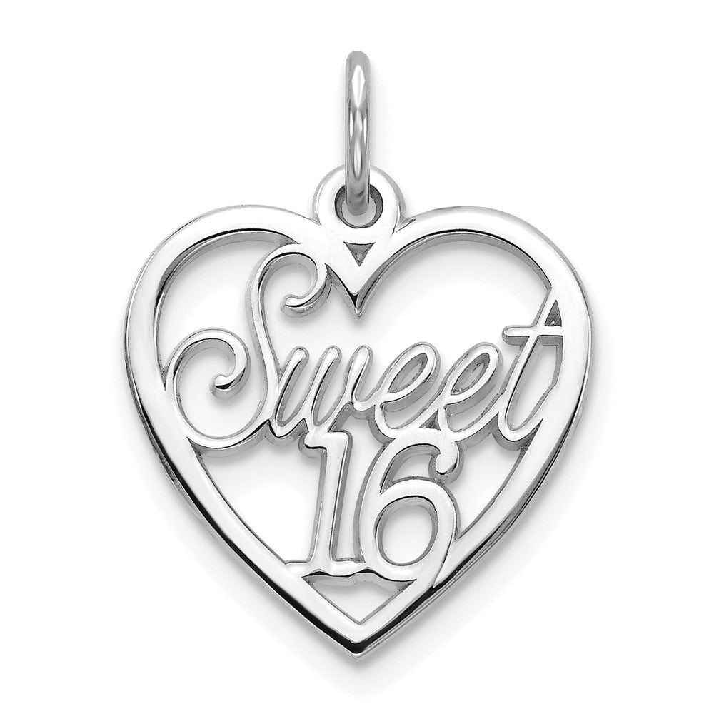 10k White Gold 16 mm  SWEET In Heart Charm (0.9 grams)