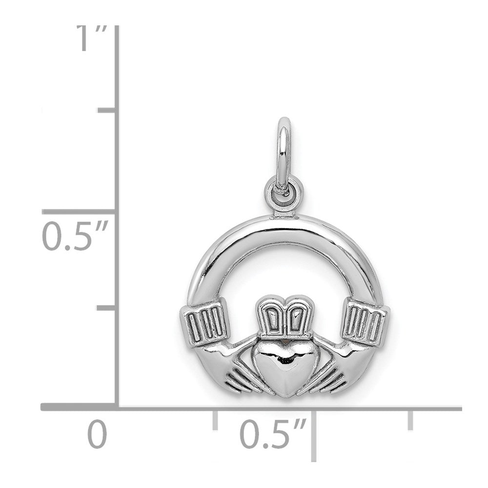 10k White Gold 13 mm Claddagh Charm (0.85 grams)