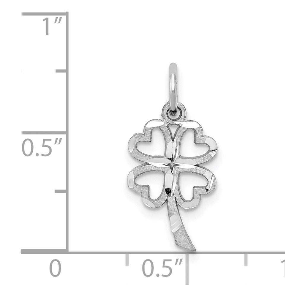 10k White Gold 10 mm Solid Open 4-Leaf Clover Charm (0.43 grams)