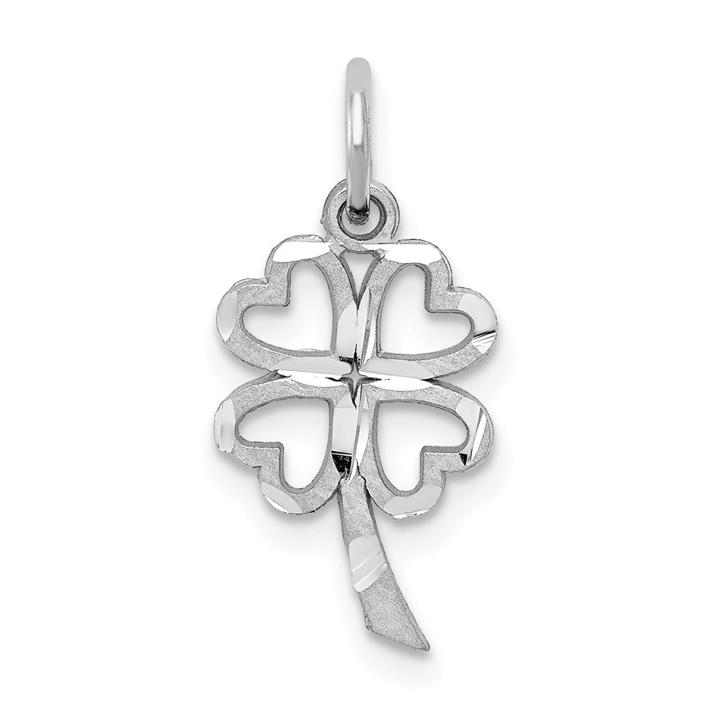 10k White Gold 10 mm Solid Open 4-Leaf Clover Charm (0.43 grams)