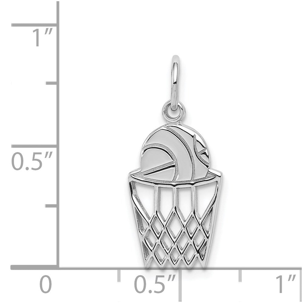 10k White Gold 10 mm  Basketball and Net Charm (0.69 grams)