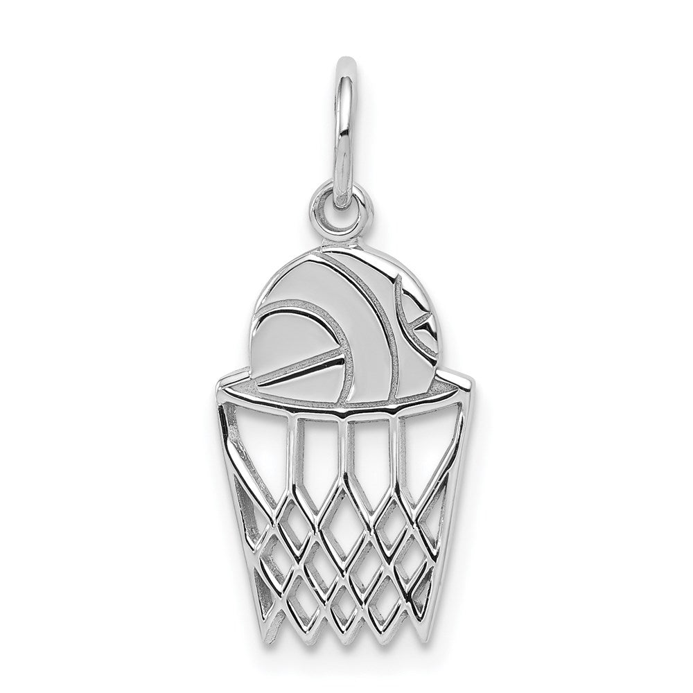 10k White Gold 10 mm  Basketball and Net Charm (0.69 grams)