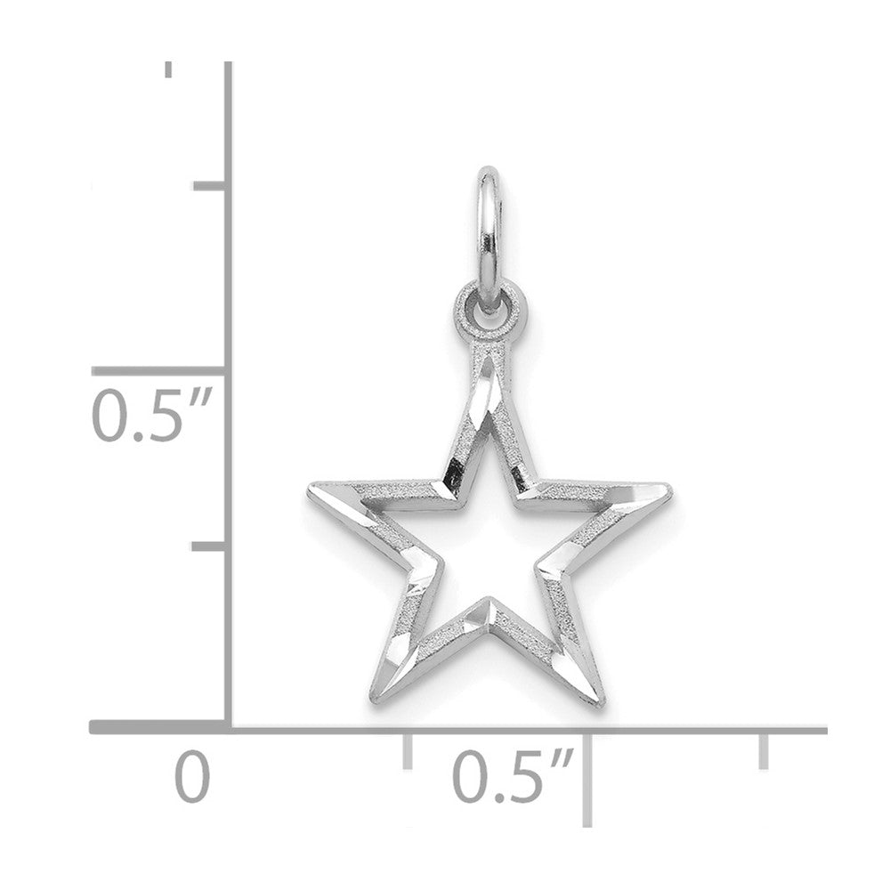 10k White Gold 13 mm Diamond-cut Star Charm (0.55 grams)