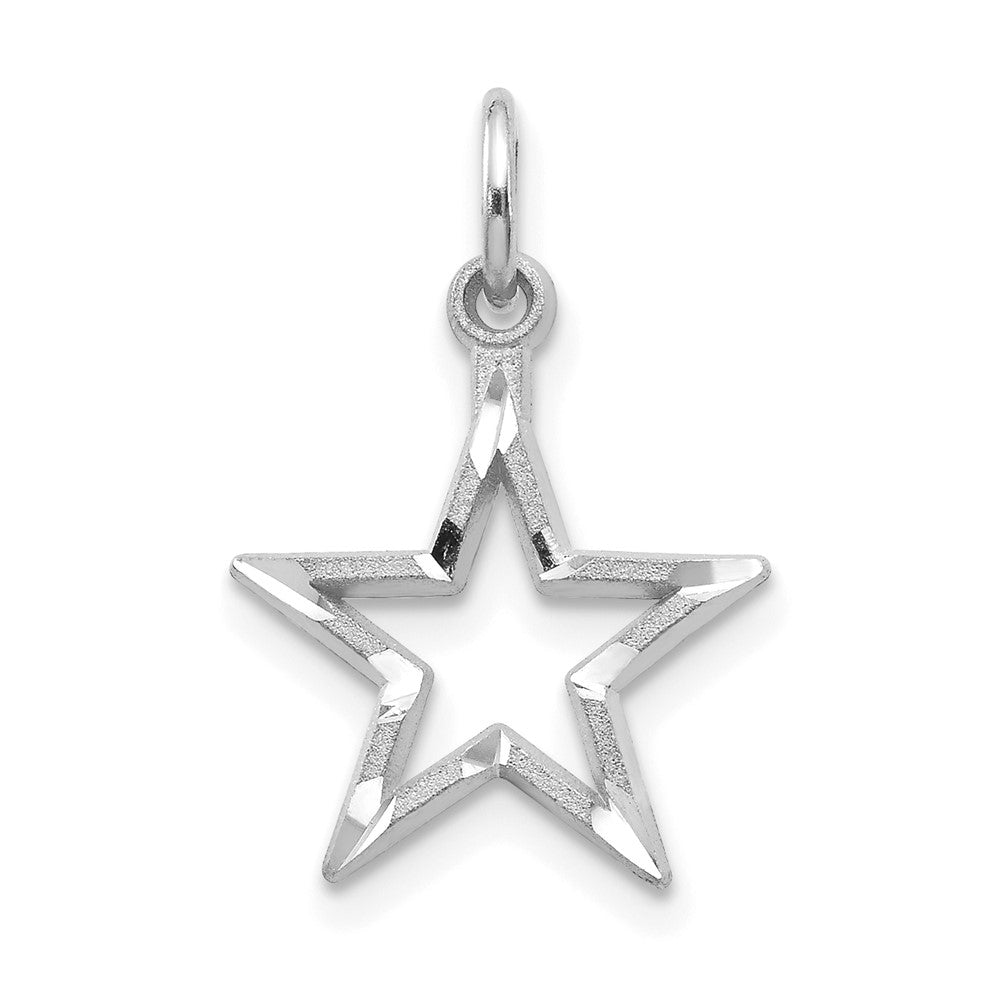 10k White Gold 13 mm Diamond-cut Star Charm (0.55 grams)