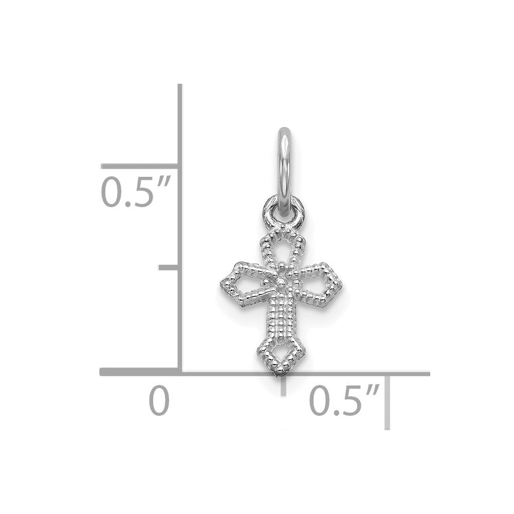 10k White Gold 8 mm  Passion Cross Charm (0.23 grams)