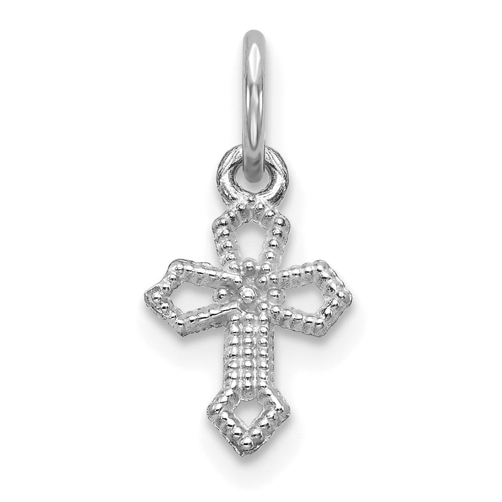 10k White Gold 8 mm  Passion Cross Charm (0.23 grams)