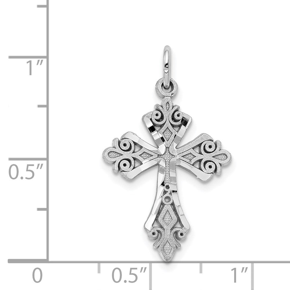 10k White Gold 16 mm  Diamond-Cut Cross Charm (0.94 grams)