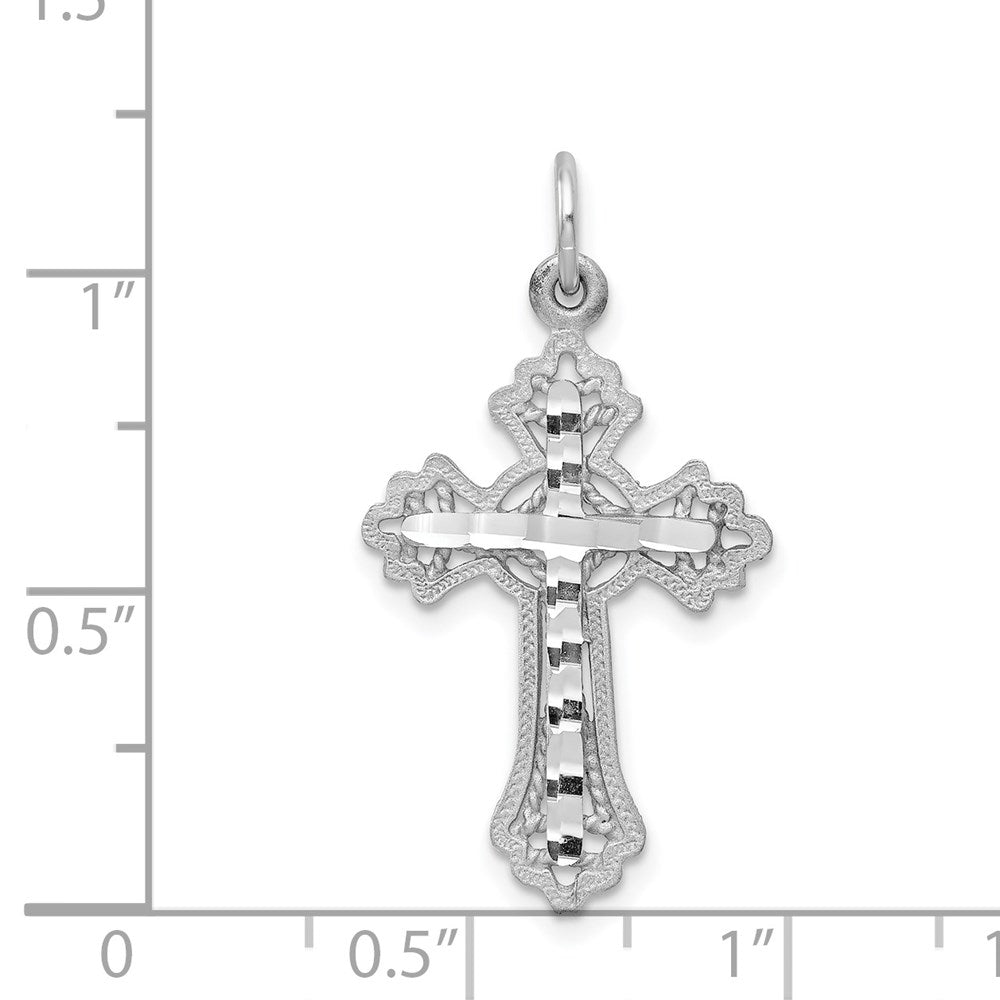 10k White Gold 16 mm  Diamond-Cut Cross Charm (1.18 grams)