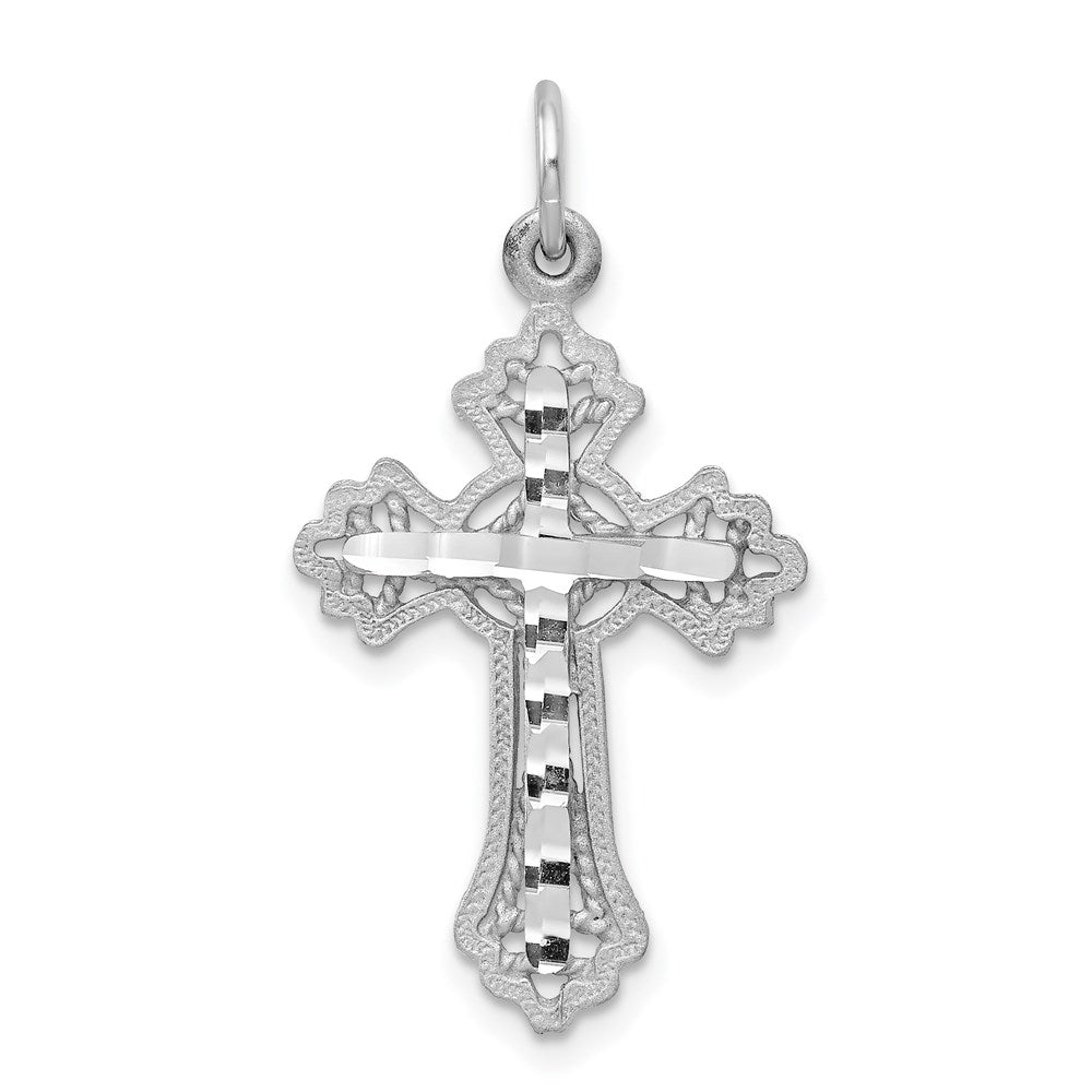 10k White Gold 16 mm  Diamond-Cut Cross Charm (1.18 grams)