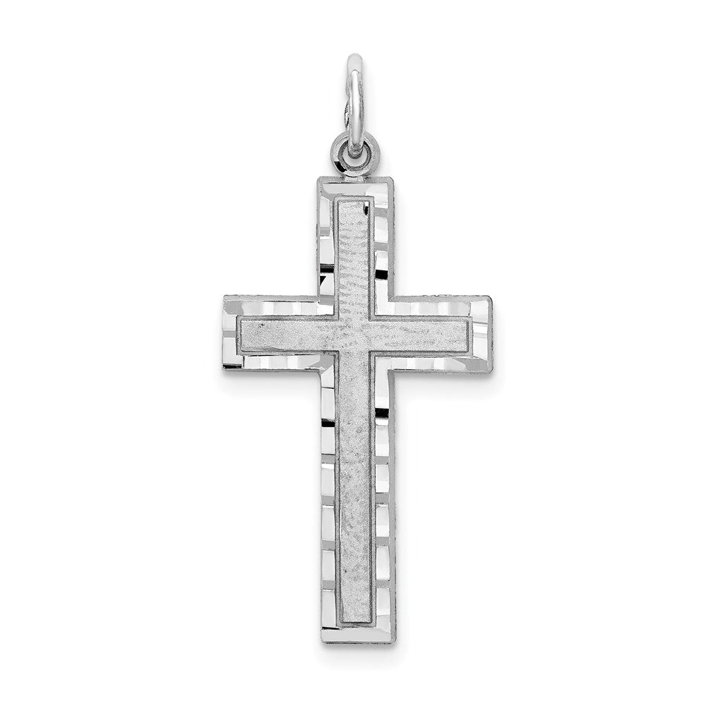 10k White Gold 16 mm  Cross Charm