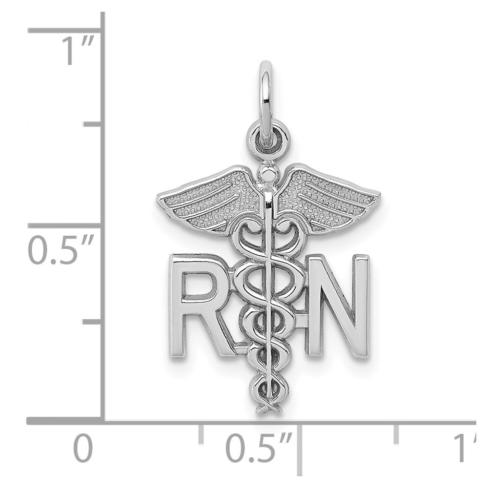 10k White Gold 12 mm Registered Nurse Charm (0.84 grams)