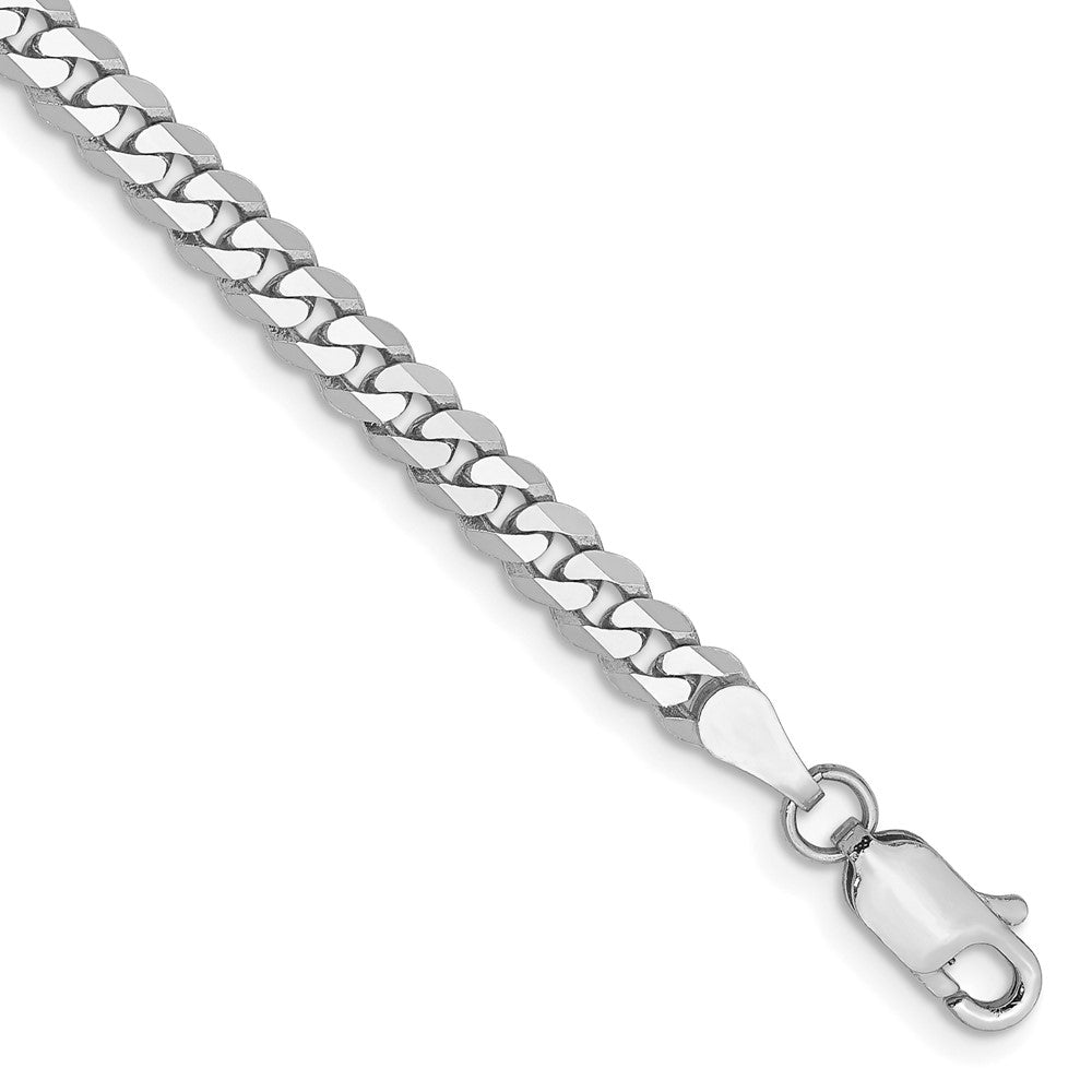 10k WG 3.9mm Flat Beveled Curb Chain Bracelet