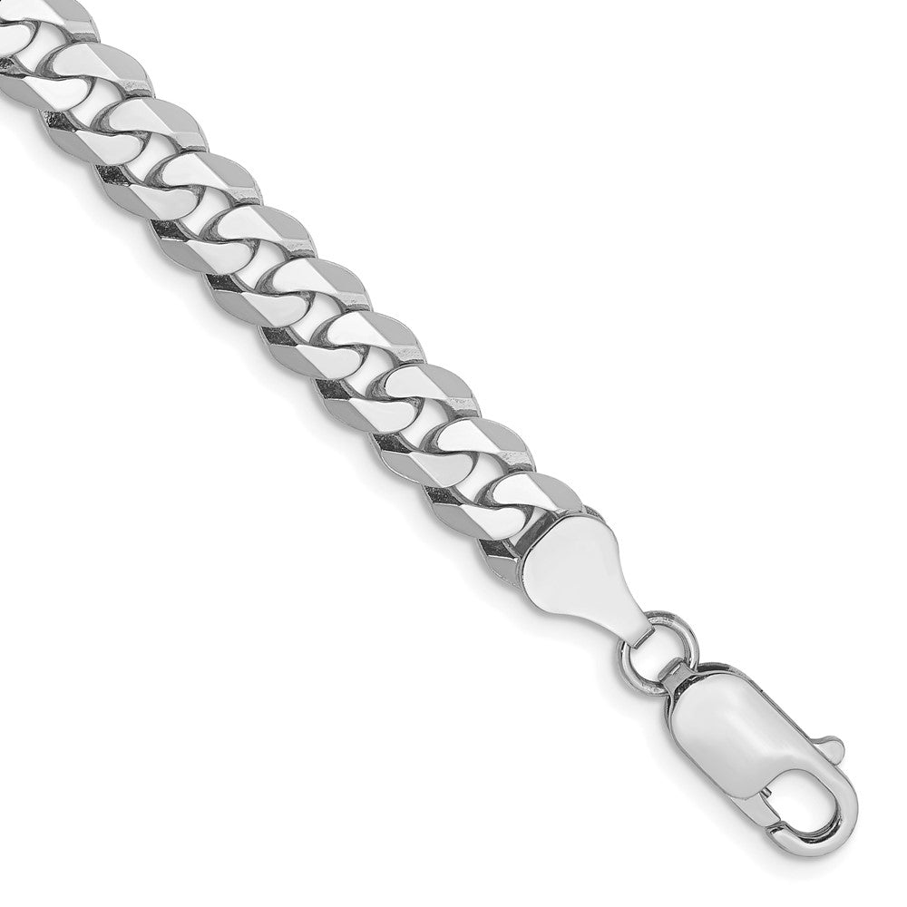 10k WG 6.25mm Flat Beveled Curb Chain Bracelet