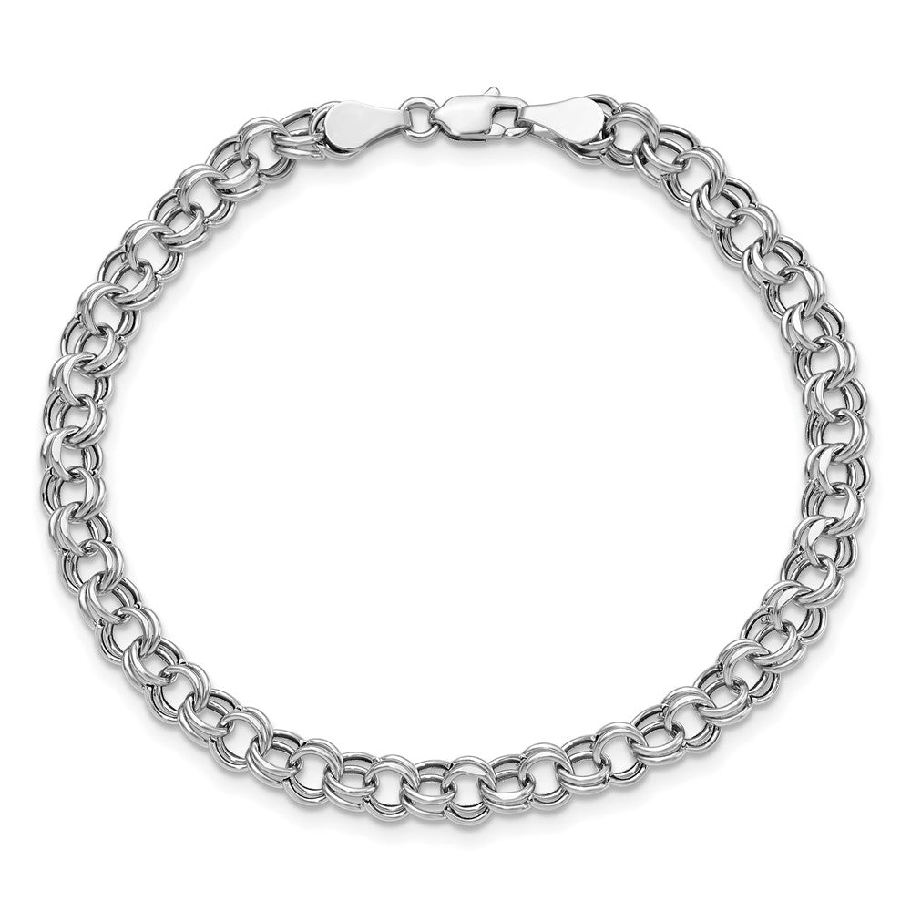 10k White Gold 5 mm Double Link Charm Bracelet (2.27 grams)